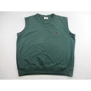 Masters Sweater Vest‎ Mens 2XL Green Golf Pullover Embroidered Logo 100% Cotton